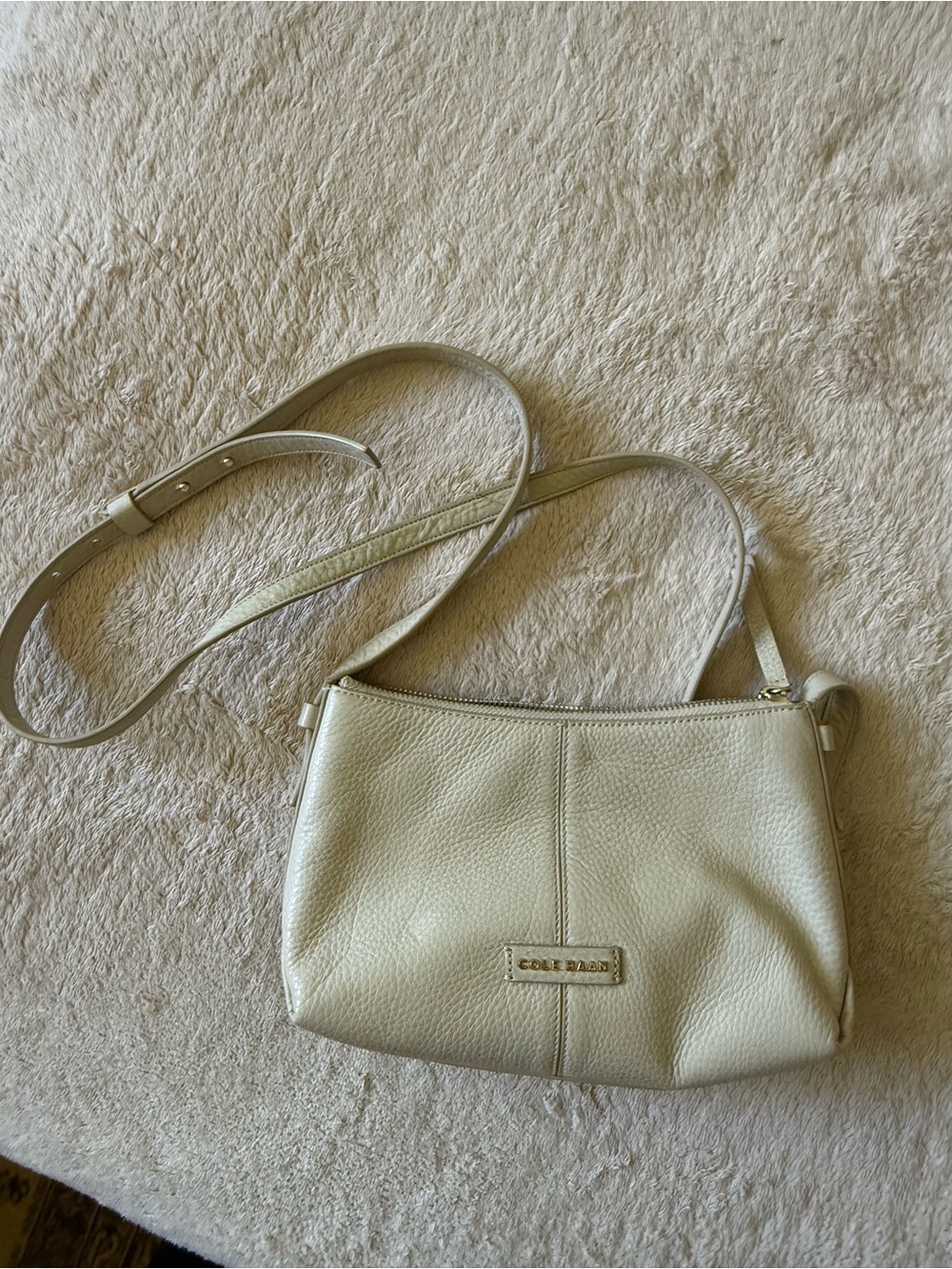 Cole Haan Light Cream Pebble Leather Crossbody